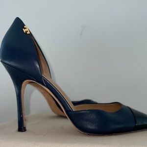Tory Burch D’Orsay Blue and Black Pumps | size 6.5